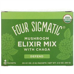 Four Sigmatic, Mushroom Elixir Mix with Chaga, 20 Packets, 0.1 oz (3 g) Each