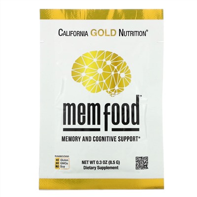 California Gold Nutrition, MEM Food, для поддержки памяти и когнитивных функций, 60 пакетиков по 8,5 г (0,3 унции) каждый