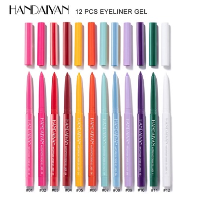 Набор стойких автоматический гелевых карандашей для макияжа HANDAIYAN, 12 шт.