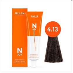 OLLIN "N-JOY" 4/13 – шатен пепельно-золотистый, перманентная крем-краска для волос 100мл