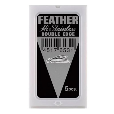 Лезвия для бритья классические двусторонние Feather Platinum Hi-Stainless 5шт. (1X5шт. =5 лезвий) (Pillar Box.)