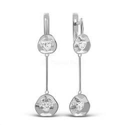 Серьги из серебра с фианитами родированные 925 пробы 2-3376-001р200