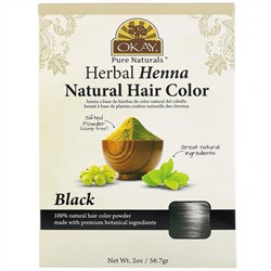 Okay Pure Naturals, Натуральная краска для волос из травяной хны, черный, 56,7 г (2 унции)