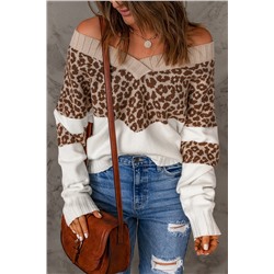 Леопардовый свитер с V-образным вырезом