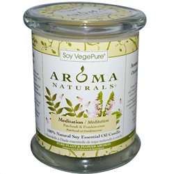 Aroma Naturals, Soy VegePure, полностью натуральная столовая свеча из масла соевых бобов, для медитаций, пачули и ладан, 260 г (8,8 унции)
