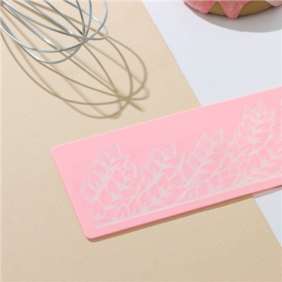 Коврик для айсинга Доляна «Листья», силикон, 37,5×8×0,1 см, цвет розовый