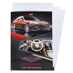 Набор бумаги для рисования 30л А4ф 100г/кв.м в папке тиснение "Premium car"