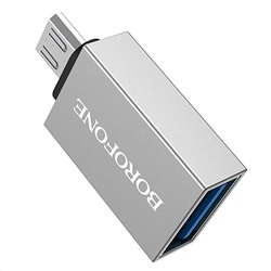 Адаптер Borofone OTG BV2 MicroUSB/USB (silver)