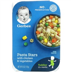 Gerber, Pasta Stars with Chicken & Vegetables, Toddler, 12+ Months, 6 oz (170 g)