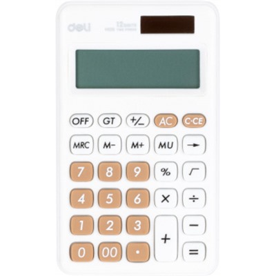 Калькулятор 12 разрядов EM120WHITE 178х110х26,5 мм белый, карманный (1740394) Deli