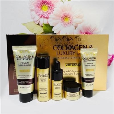 Набор уходовых средств с золотом и коллагеном 3W Clinic Collagen & Luxury Gold Special Starter Kit (125)