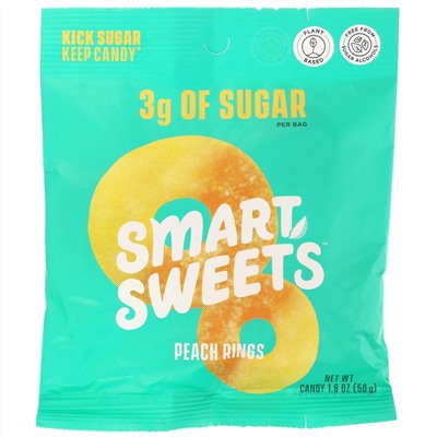 SmartSweets, Peach Rings, Peach, 1.8 oz (50 g)