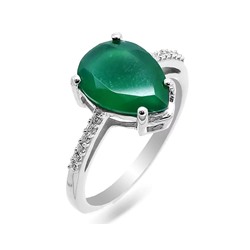 Кольцо из серебра зеленый агат, Элена