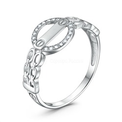Кольцо из серебра с фианитами родированное 04-301-0252-01
