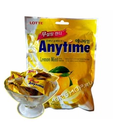 Леденцы Ксилитол Энитайм с лимонно-мятным вкусом (Xylitol Anytime, Lemon Mint) Lotte  без сахара 74 г