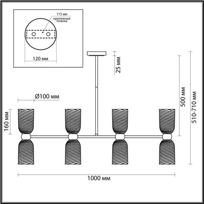 6511/8C MODERNI LN23 115 латунь Люстра потолочная E14 8*40W 220V MONROE