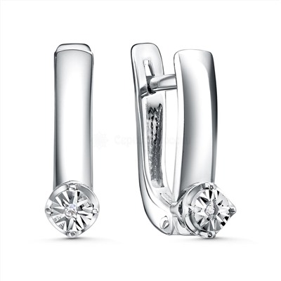 Кольцо из серебра с бриллиантом родированное 11-0666