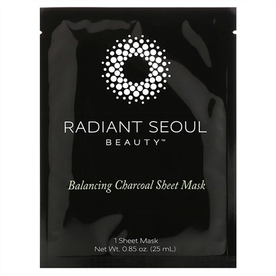 Radiant Seoul, тканевые маски с древесным углем для восстановления баланса, 5 шт., по 25 мл (0,85 унции) каждая