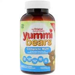 Hero Nutritional Products, Yummi Bears, мультивитаминный комплекс, натуральные вкусы клубники, апельсина и ананаса, 200 вкусных жевательных мишек