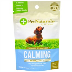 Pet Naturals of Vermont, Успокаивающее средство для собак, 30 жевательных таблеток, 1,59 унции (45 г)