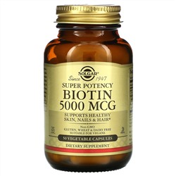 Solgar, биотин, 5000 мкг, 50 вегетарианских капсул
