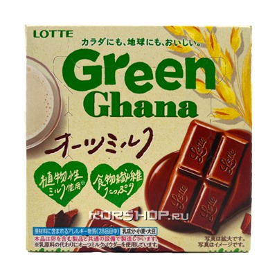 Шоколад Green Ghana Oats Milk Lotte, Япония, 48 г Акция