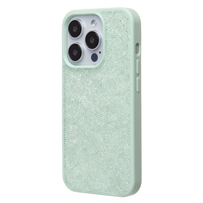 Чехол-накладка - PC071 POSH SHINE для "Apple iPhone 15 Pro" россыпь кристаллов (ice mint) (231609)