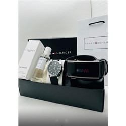 Подарочный набор для мужчины ремень, часы, духи + коробка #21134399