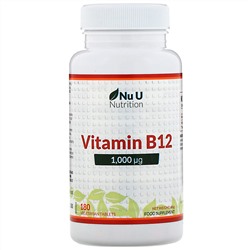 Nu U Nutrition, Витамин B12, 1000 мкг, 180 вегетарианских таблеток