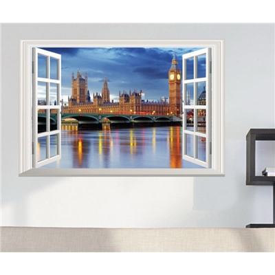 Виниловая наклейка Окно с видом на Лондон 3D