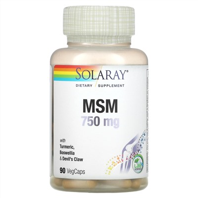 Solaray, МСМ, 750 мг, 90 вегетарианских капсул