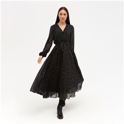 Платье женское с поясом MIST миди, размер 46, чёрный