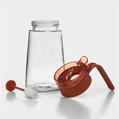 Бутылка стеклянная для масла с кисточкой Доляна «Коралл», 600 мл, 8,5×7×18 см
