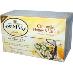 Twinings, травяной чай, ромашка, мед и ваниль, без кофеина, 20 чайных пакетиков в индивидуальной упаковке, 32 г (1,13 унции)