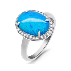 Кольцо из серебра опал синий, МОВ0331