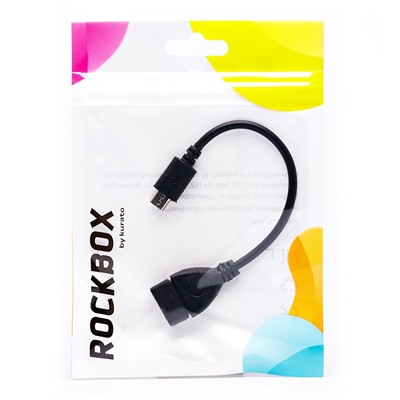 Кабель OTG - micro USB RockBox  10см 1A  (black)