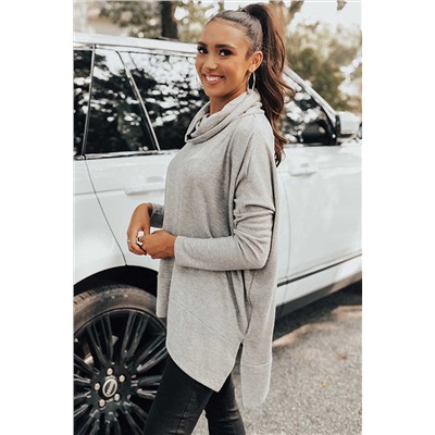 Gray Cowl Neck Shift Tunic Top