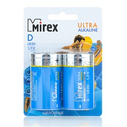 Батарея щелочная Mirex LR20 / D 1,5V, 2 шт.. ecopack