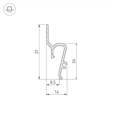 Профиль STRETCH-SHADOW-TECH-VENT-2000 BLACK (A2-DELTA) (Arlight, Алюминий)