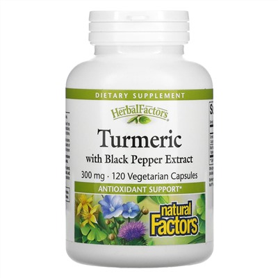 Natural Factors, Turmeric with Black Pepper Extract, 300 mg, 120 Vegetarian Capsules