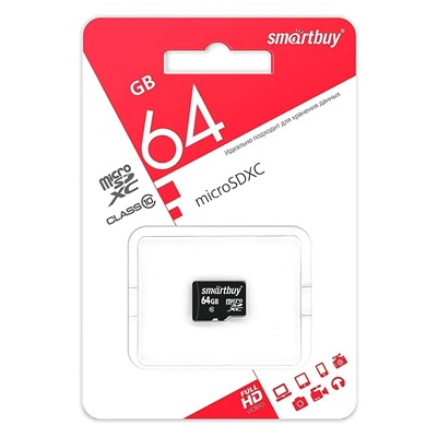 Карта флэш-памяти MicroSD 64 Гб Smart Buy без SD адаптера (class 10) LE