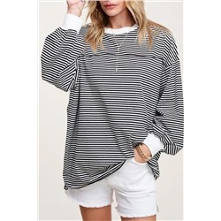 Striped Print Drop Shoulder Loose Sweatshirt