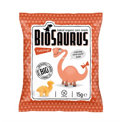 Cнеки кукурузные с кетчупом BioSaurus, 15 г