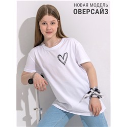 футболка 1ДДФК4512001; белый / Двойное сердечко