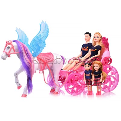 Карета "Семейная прогулка" с лошадкой и куклой, в коробке