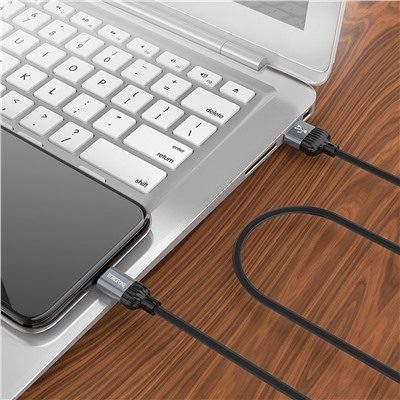 Кабель USB - Apple lightning Borofone BX28 Dignity (повр. уп)  100см 2,4A  (gray)