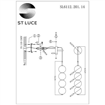 SL6112.201.14 Бра ST-Luce Золотистый/Молочно-белый LED 1*14W