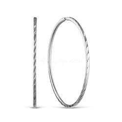 Серьги-конго из серебра с алмазной огранкой родированные, диаметр 3,5 см 925 пробы 2-183ар