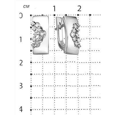 Серьги из серебра с фианитами родированые 925 пробы с-7216р200