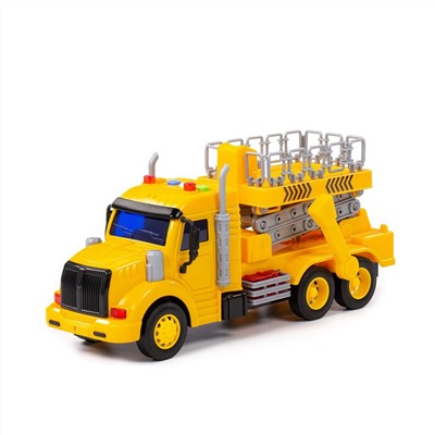323040 Полесье "Профи", автомобиль с подъёмником инерционный (со светом и звуком) (жёлтый) (в коробке)